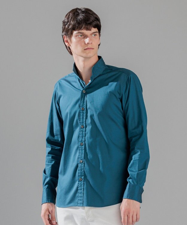 JOSEPH HOMME 80/2 オックス　ウイングカラーシャツ ダルブルー系