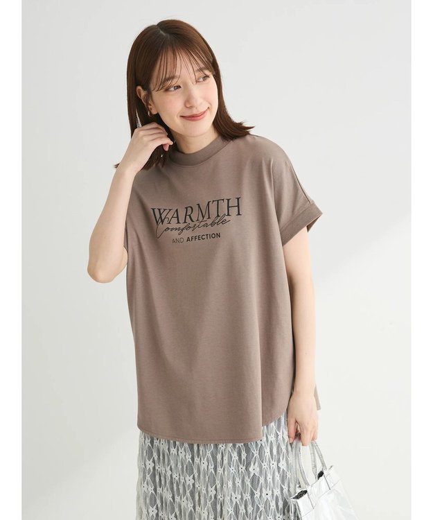 Green Parks フレンチスリーブ筆記体刺繍ロゴプルオーバー Brown