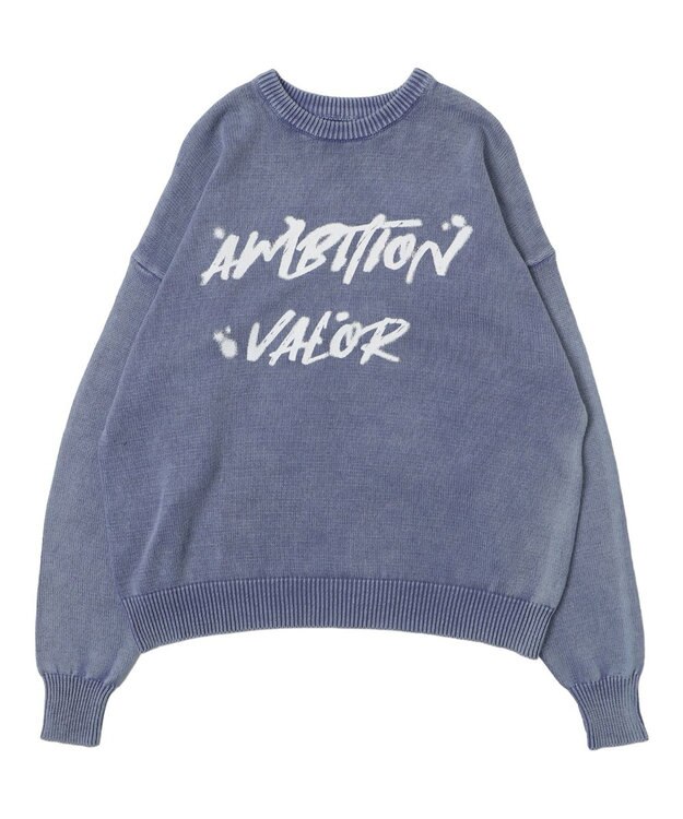 WEGO ヴィンテージウォッシュニットプルオーバー ブルー