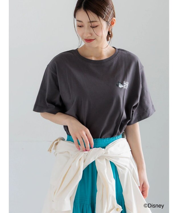 Te chichi 【Disney】MICKEY/ロゴプリントTシャツ チャコールグレー