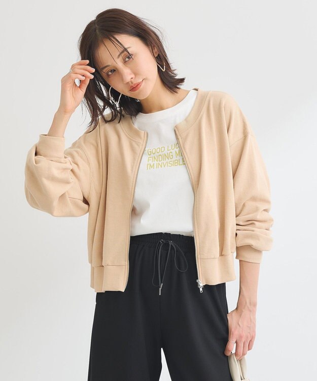 Green Parks ウ゛ィンテージ風ｚｉｐ裏毛カーディガン Orange