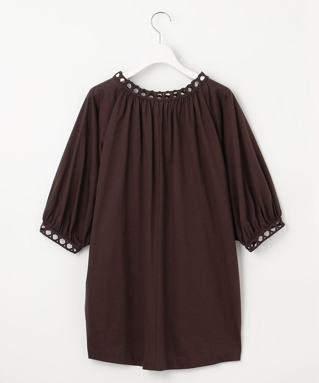 自由区 S 【洗える】コード刺繍 カットソー ブラウン