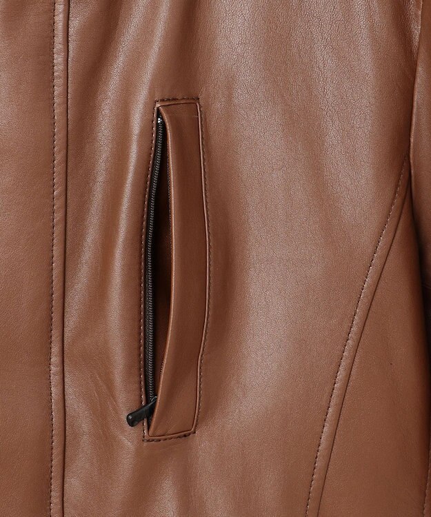 JOSEPH ABBOUD ベジタブルラムスキンレザーコート ダークブラウン系