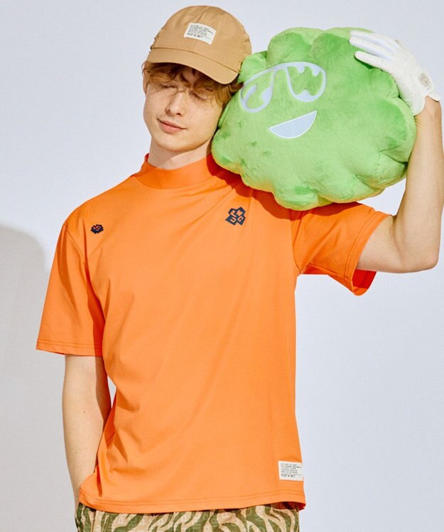 PW CIRCULUS 【吸水速乾 / ストレッチ】【MEN】ストレッチメッシュカノコ ベンチレーションモックT ゴルフ オレンジ系