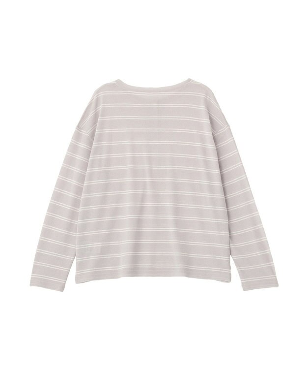 CRAFT STANDARD BOUTIQUE シアーボーダーヘンリーネックロンT Light Gray