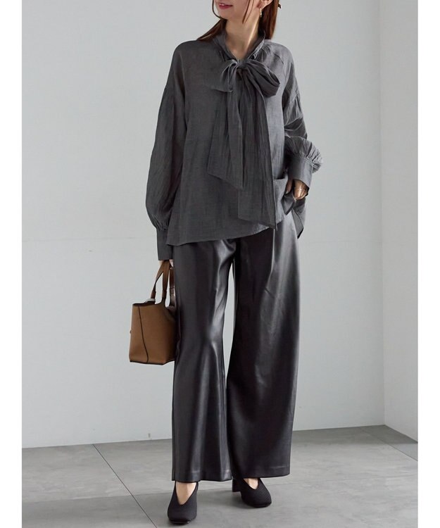 Te chichi シアーデニムボウタイブラウス ブラック