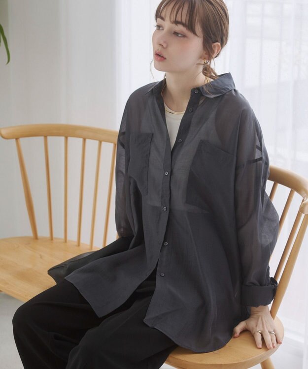 WEGO 【ANGIE VINTAGE】シアーシャツ ブラックその他