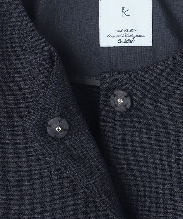 組曲 【WEB限定】ライトリネンライクノーカラー ジャケット ネイビー系