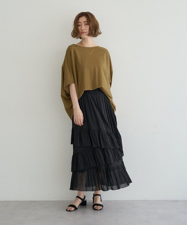 YECCA VECCA 異素材切替バックデザインプルオーバー Khaki