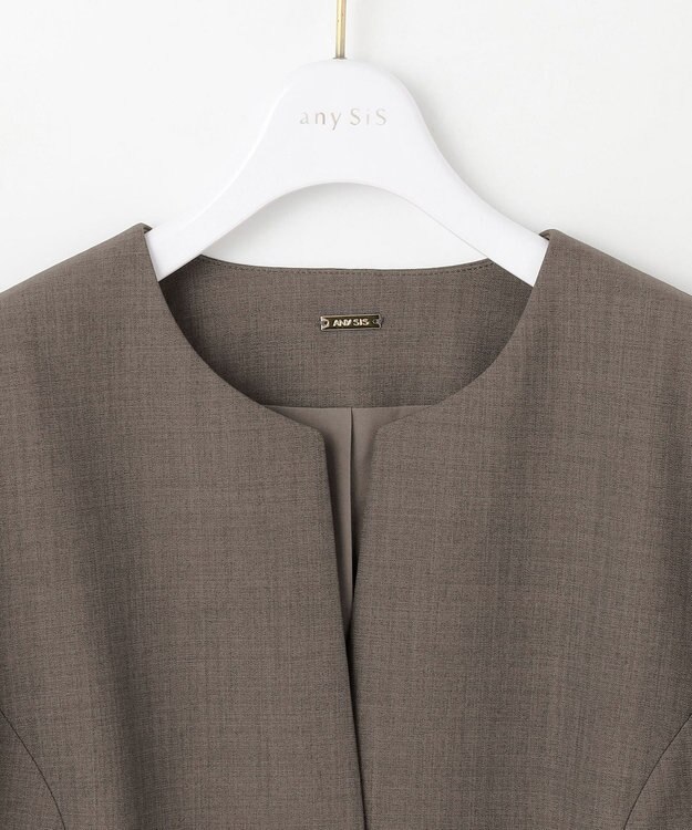 ANY SIS 【WEB限定】ウーステッドエステル クルーネック ジャケット モカグレー