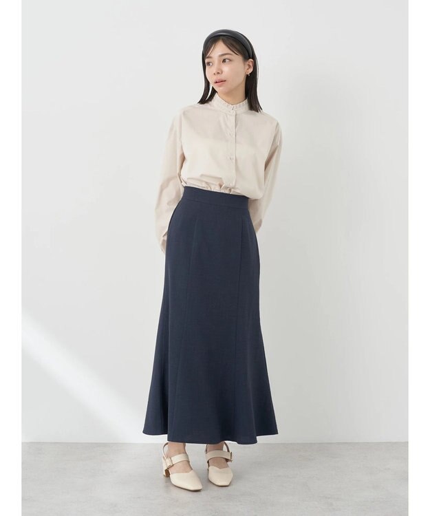 earth music&ecology Ｔ／Ｃ　スタンドフリルブラウス Light Beige