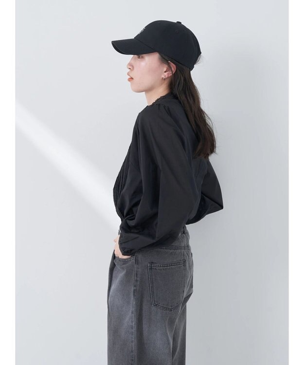 earth music&ecology ピンタックレースブラウス Black