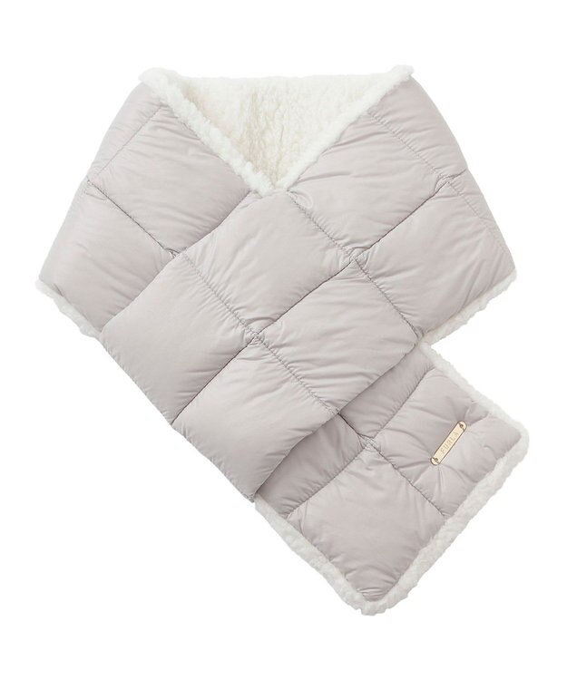 MOONBAT FURLA 【リバーシブル】フェイクファー×ダウンマフラー ボア ライトグレー