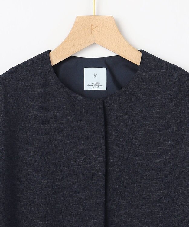 組曲 【WEB限定】ライトリネンライクノーカラー ジャケット ネイビー系