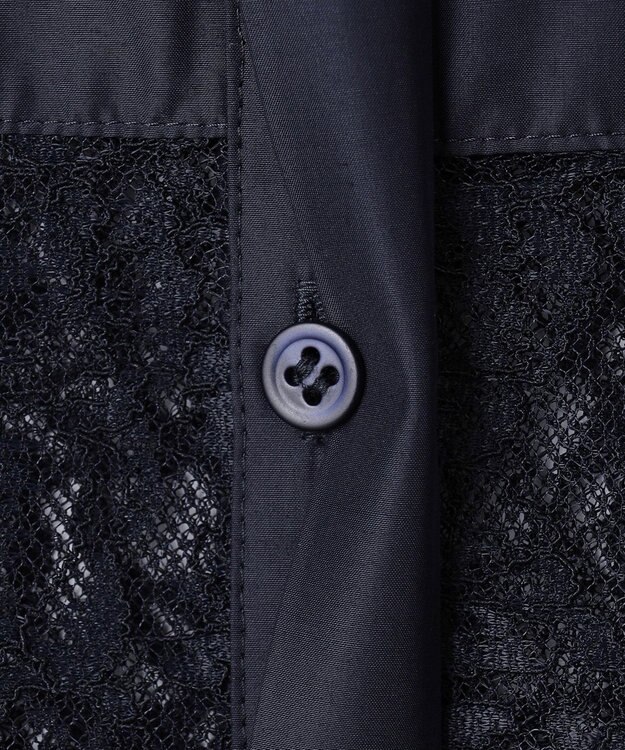 ICB 【洗える】ナイロンラッセルレース シャツワンピース ネイビー系