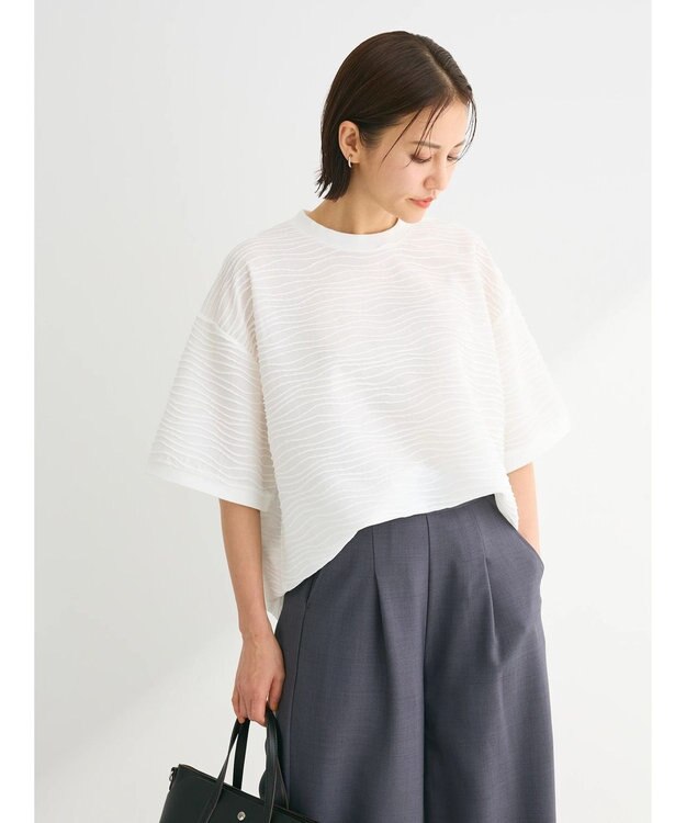 Green Parks ・Ｐｅｔｉｔ　Ｆｌｅｕｒ　ウェーブカットオーバーＴＥＥ Off White