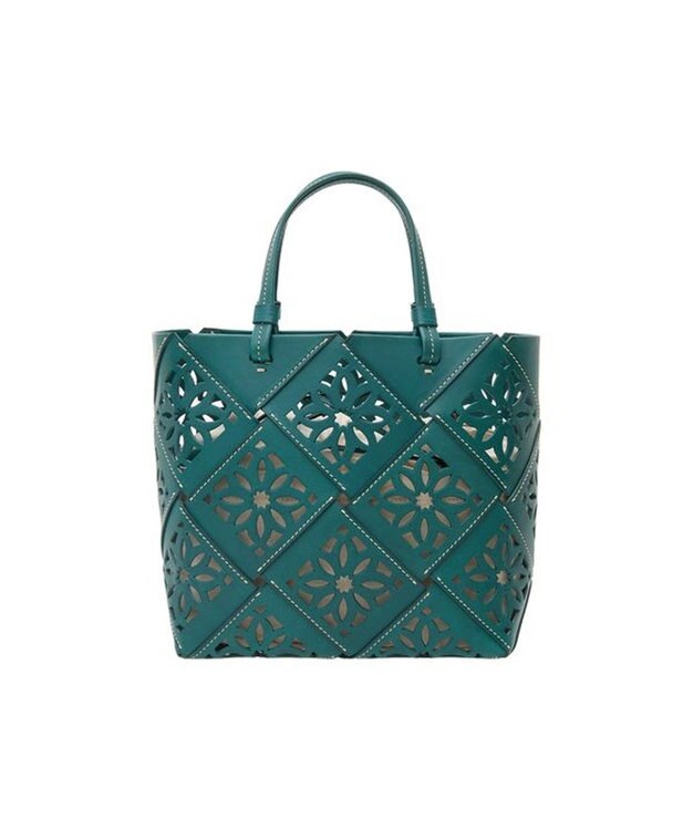 genten サスカットバスケット手提げバッグ＜M＞ ブルーグリーン