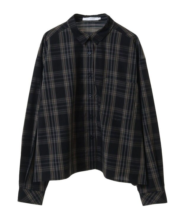 AMERICAN HOLIC イージーケアショート丈チェックシャツ Black