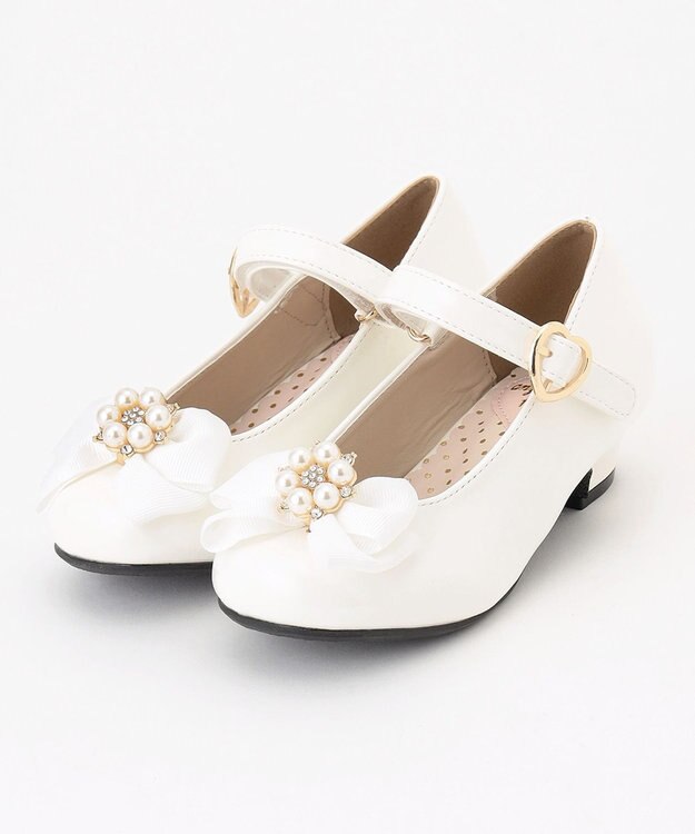 ANY KIDS エナメル ヒール パンプス オフホワイト