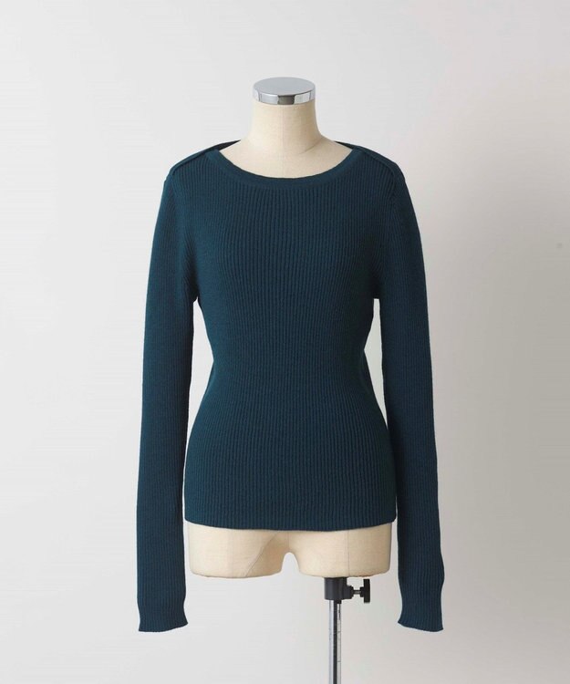 TOQUE 〈大草直子さんアドバイザー〉ベビーアルパカ ミドルゲージ ボートネックニット グリーン