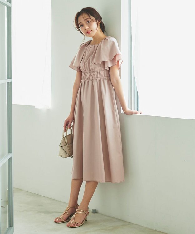 Feroux 【洗える】ラッフル ワンピース ピンク系