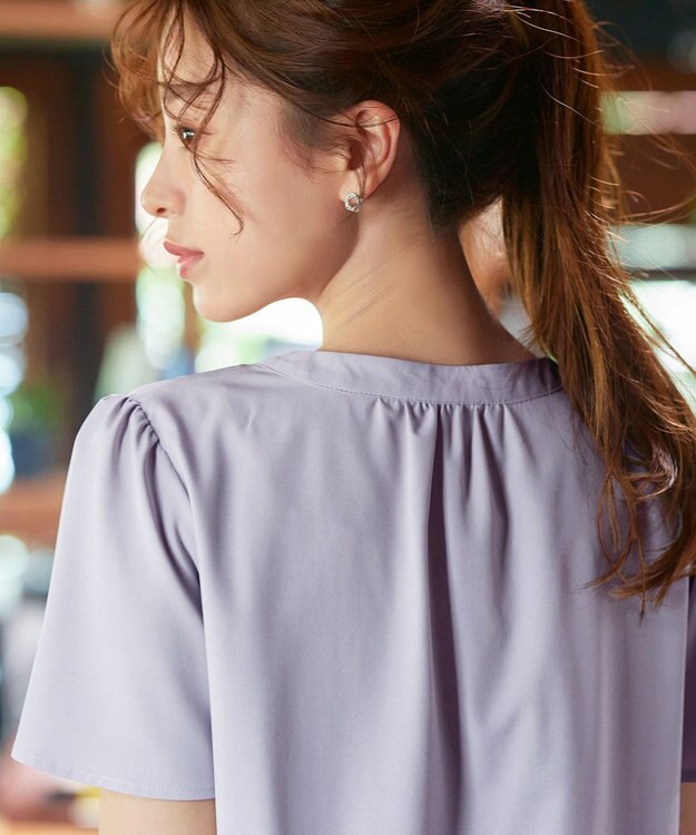 Tiaclasse 【選べる2Type】スキッパーシャツチュニック 半袖ライトグレー