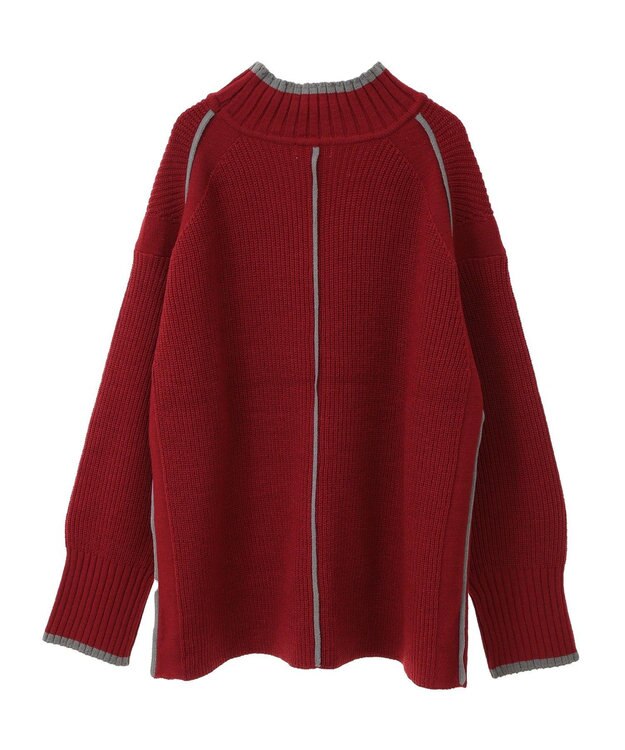 earth music&ecology ライン入りハイネックニットチュニック Light Gray Mixture