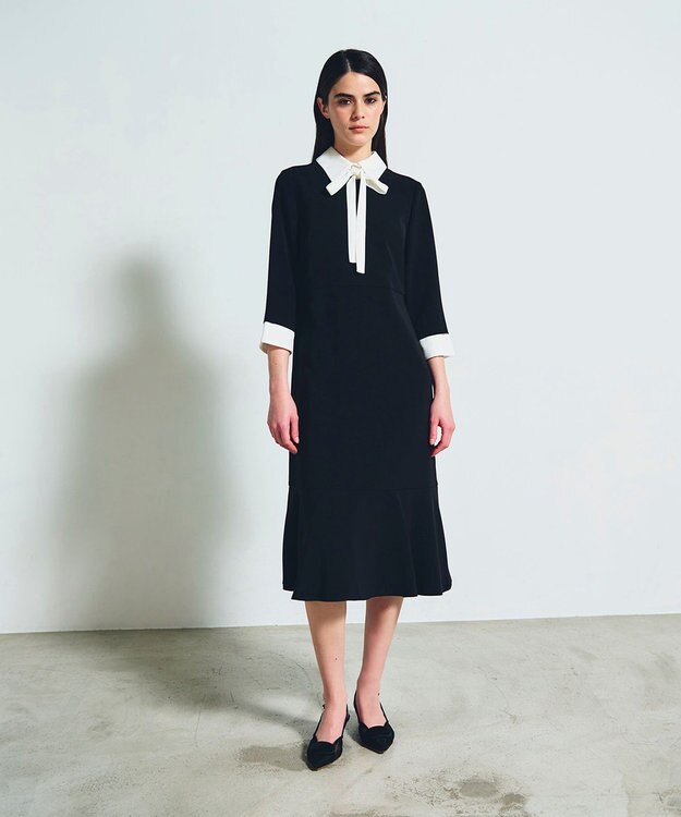 GRACE CONTINENTAL ダブルクロスドレス バイカラー