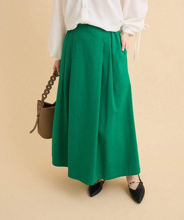 Green Parks 綿混やわらかタッチタックスカート Green