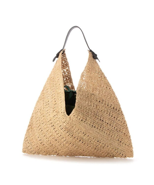 UNBILLION perche マダガスカルラフィア×姫路レザーホーボーバッグ ブラック