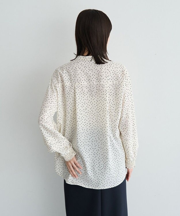 YECCA VECCA 2way裾アレンジパール釦ブラウス Dot