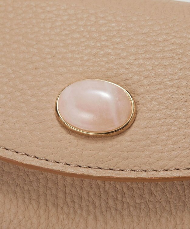 TOPKAPI 【TOPKAPI】gemdrops ジェムドロップ ミニエンボスレザー 天然石 三つ折り 財布 ピンクベージュ