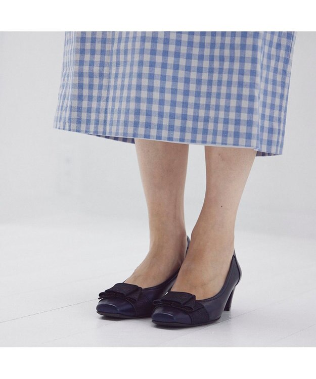 Riz raffinee <Riz raffinee>ドレープデザインモチーフパンプス ネイビーメタリック