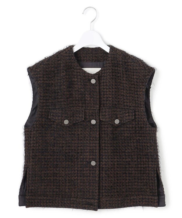 ICB フェザーツイード ベスト ブラウン×ブラック系