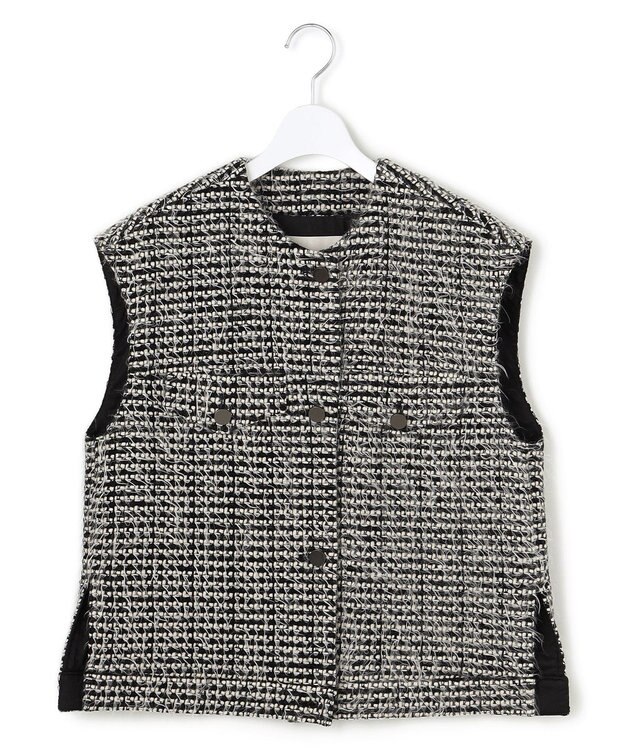 ICB フェザーツイード ベスト オフホワイト×ブラック系