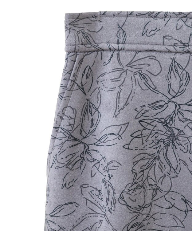 YECCA VECCA フラワー柄フェイクスエードスカート Charcoal Gray