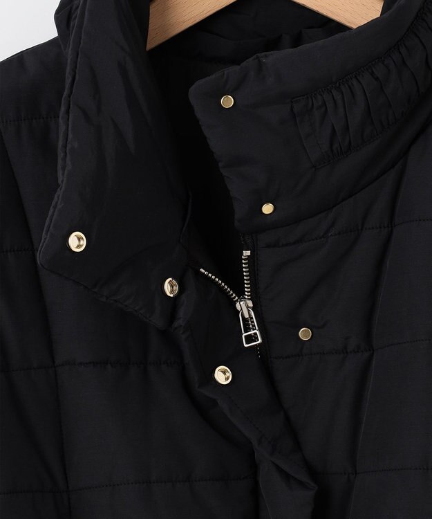 組曲 【中綿・軽羽織】フード付きパディングベスト ブラック系