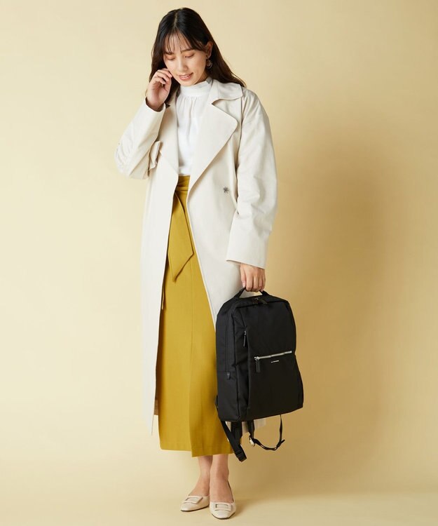 LA BAGAGERIE コーデュラ×リサイクルレザー　スクエアリュックサック ブラック