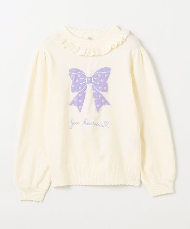 ANY KIDS 首フリルしあわせタッチニット エクリュ