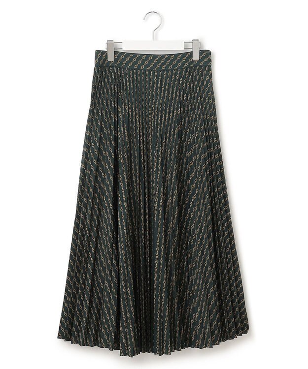 23区 【洗える】Ratti チェーンモチーフ プリーツスカート ダークグリーンプリント