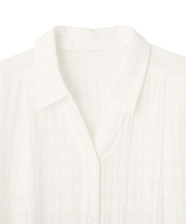 Green Parks シアーチェックシャツワンピース Off White