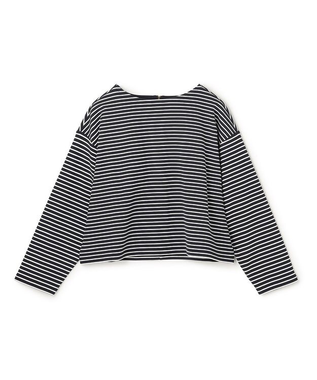 UNFILO L ハイツイストスムース バックZIP ボーダートップス ネイビー×オフ