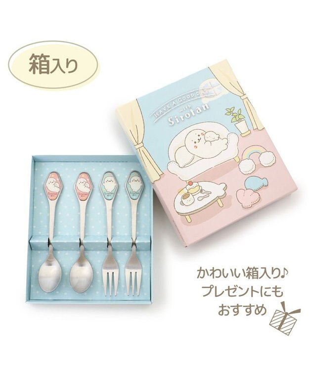Mother garden しろたん ステンレス ティースプーン＆ケーキフォーク 【４本セット】 専用箱入り 日本製 -