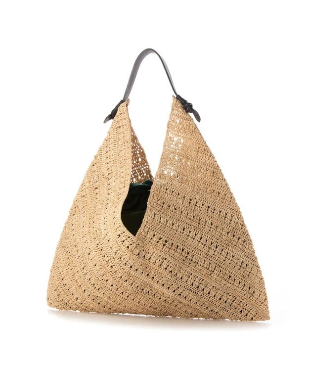 UNBILLION perche マダガスカルラフィア×姫路レザーホーボーバッグ ブラック