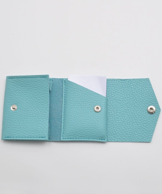 blancle シュリンクレザー 三つ折りウォレット ロビンエッグブルー