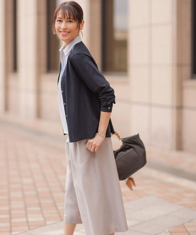 J.PRESS LADIES L エアリースパンボイル ガウチョ パンツ グレージュ系