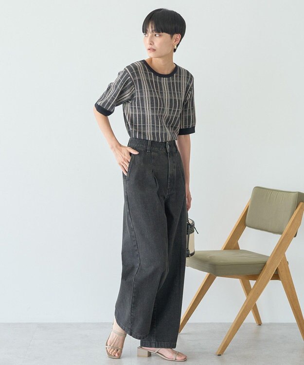 AMERICAN HOLIC タックワイドデニム Black