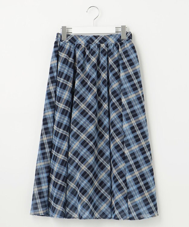 Feroux 楊柳チェックフレア スカート ネイビー系2
