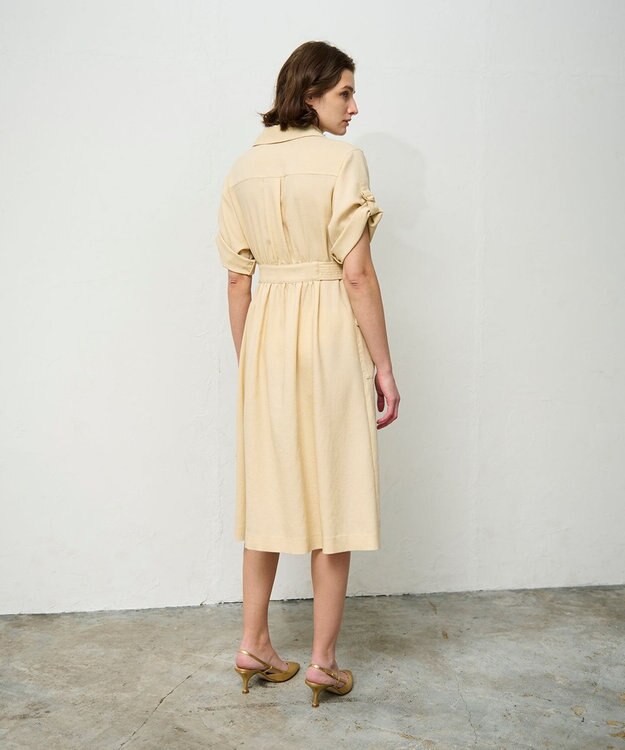 GRACE CONTINENTAL リネンタッチサファリドレス ベージュ