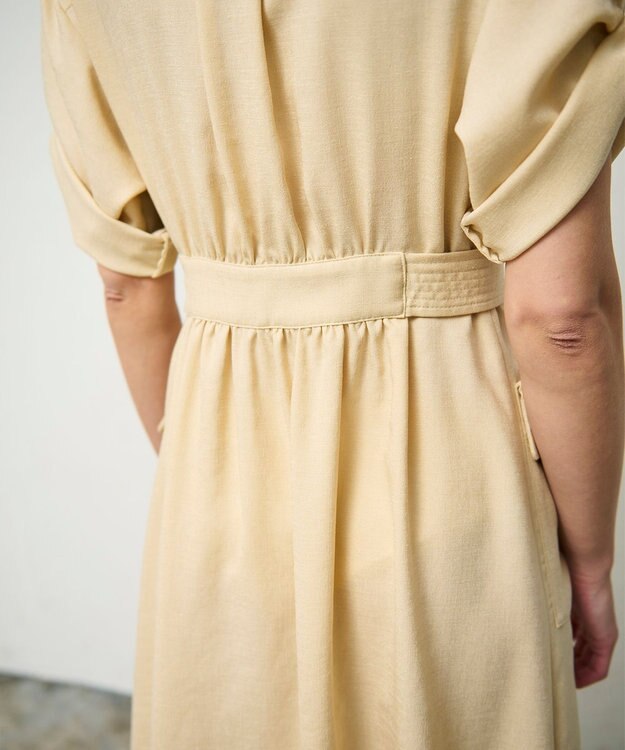 GRACE CONTINENTAL リネンタッチサファリドレス ベージュ